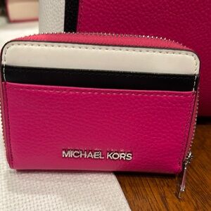 Michael Kors Pink and White Card Holder